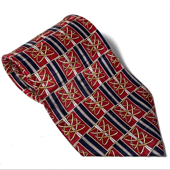 3/$10 Oscar de la Renta Tie 58” 100% Silk Gold Rings - Picture 2 of 9